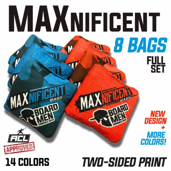 MAXnificent Cornhole Bags ACL approved Full Set (8 bags) Board